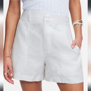 Madewell White High-Waist Linen Blend Shorts